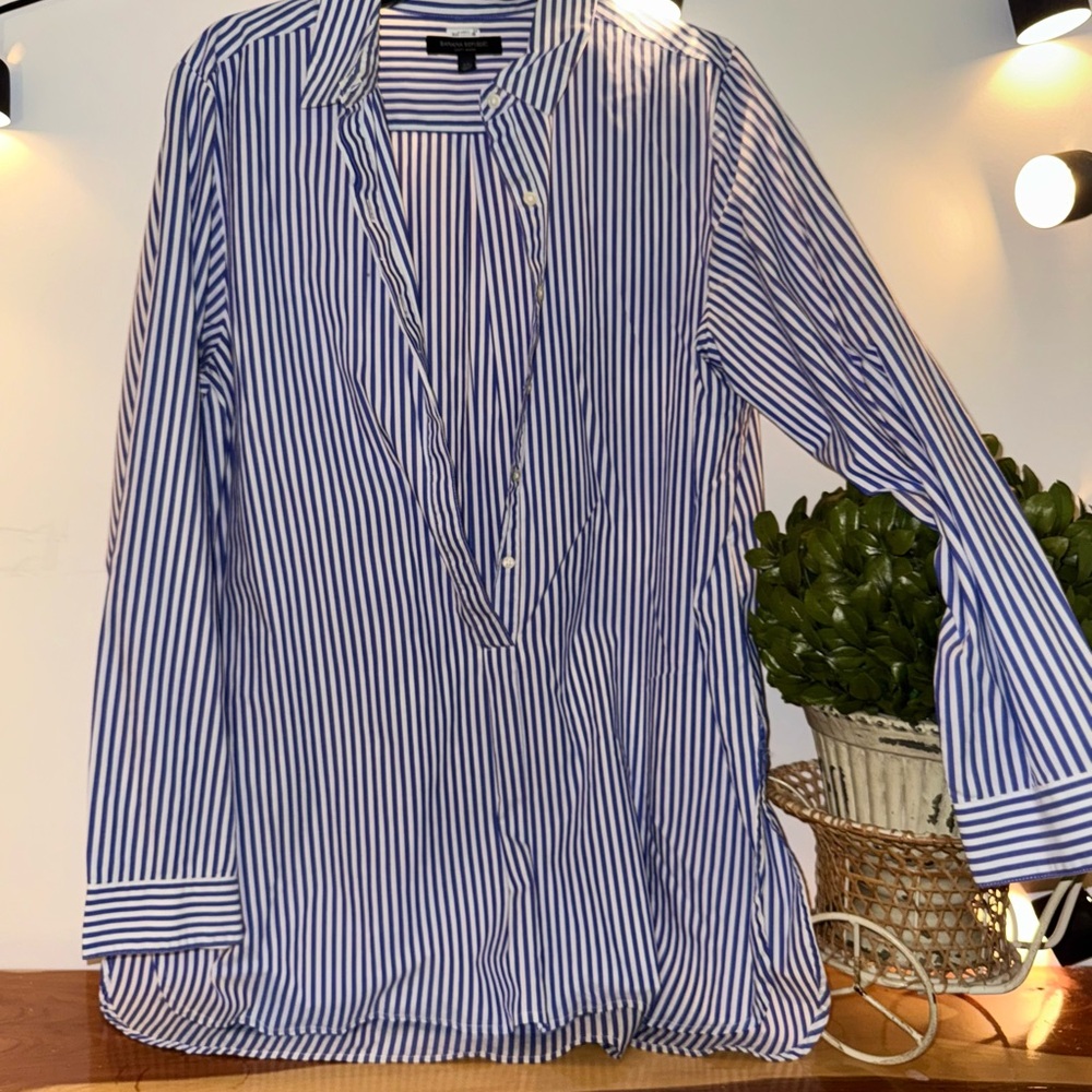 Banana Republic Blue and White Casual Button Down Shirt